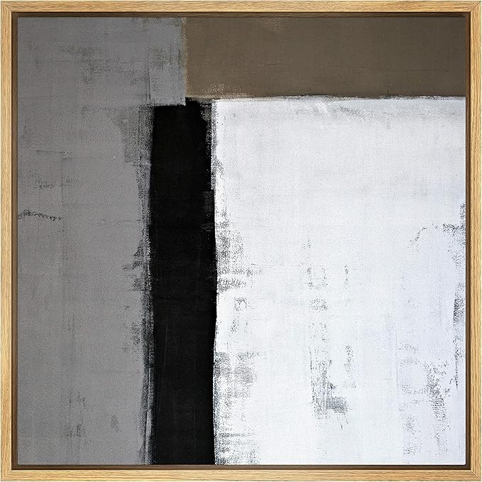 SIGNWIN Framed Canvas Print Wall Art Textured Black, Gray & White Color Blocks Geometric Shapes I... | Amazon (US)