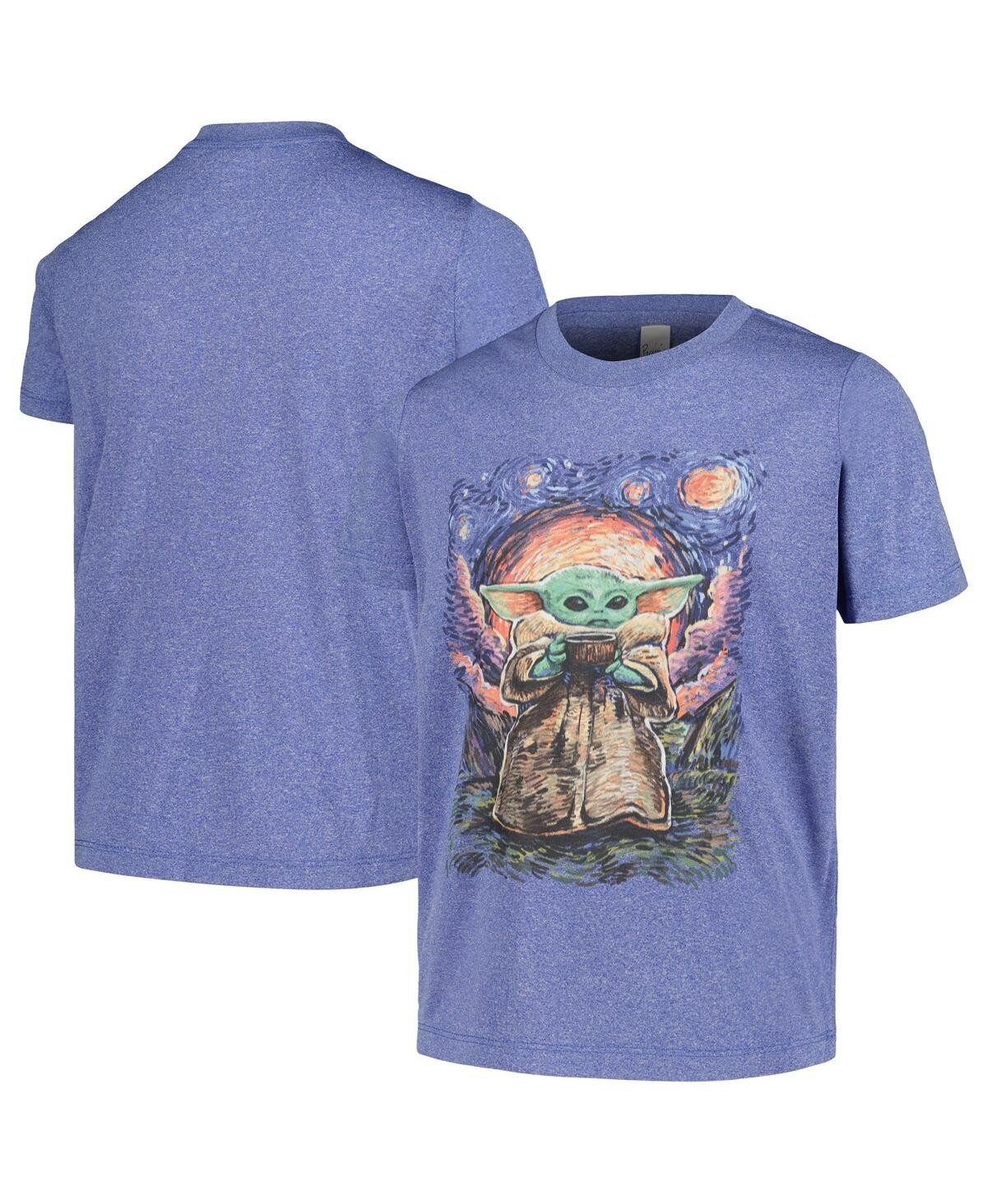 Mad Engine Big Boys and Girls The Mandalorian Baby Yoda Sipping Starries T-Shirt - Heather Royal | Macy's