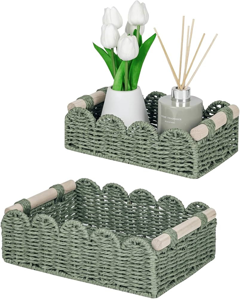 CubesLand Scalloped Edge Decor Baskets for Home, Living Room, Toilet Paper Storage Basket for Ove... | Amazon (US)