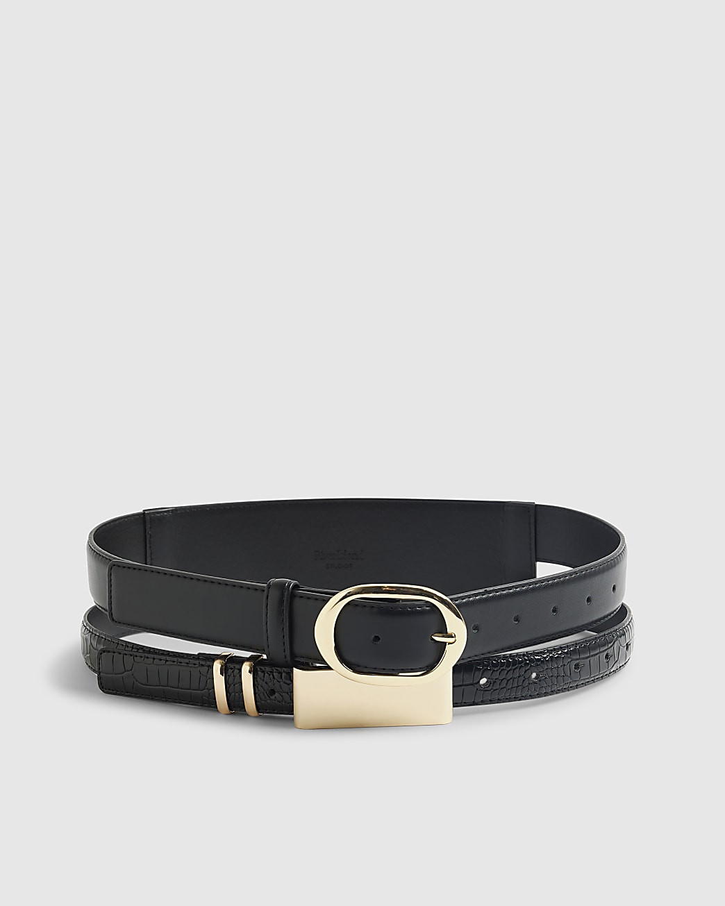 Black Double Layered Belt | River Island UK & IE