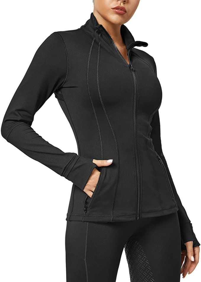 QUEENIEKE Women Athletic Jackets Cottony-Soft Full Zip Slim Fit Workout Running Jacket with Pocke... | Amazon (US)