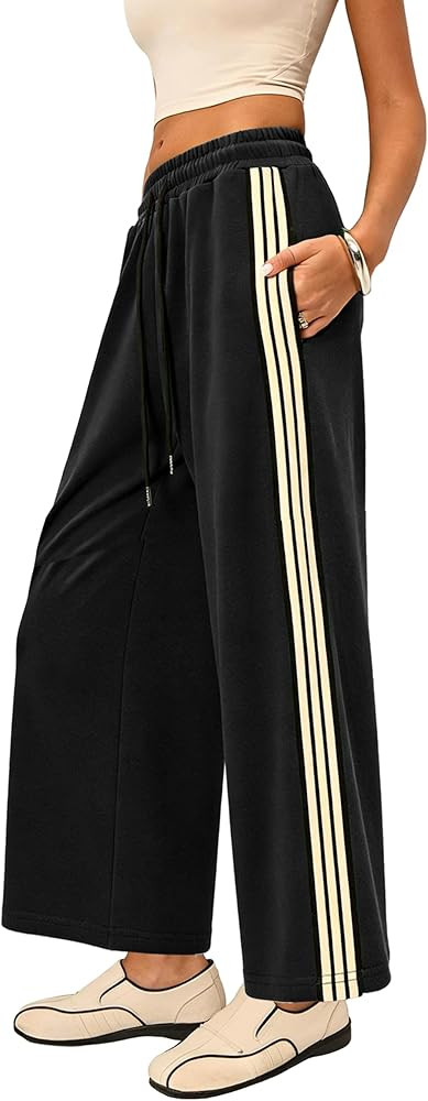 Lumister Women's High Waist Wide-Leg Track Pants with Pockets - Lightweight Quick-Dry Athletic Jo... | Amazon (US)