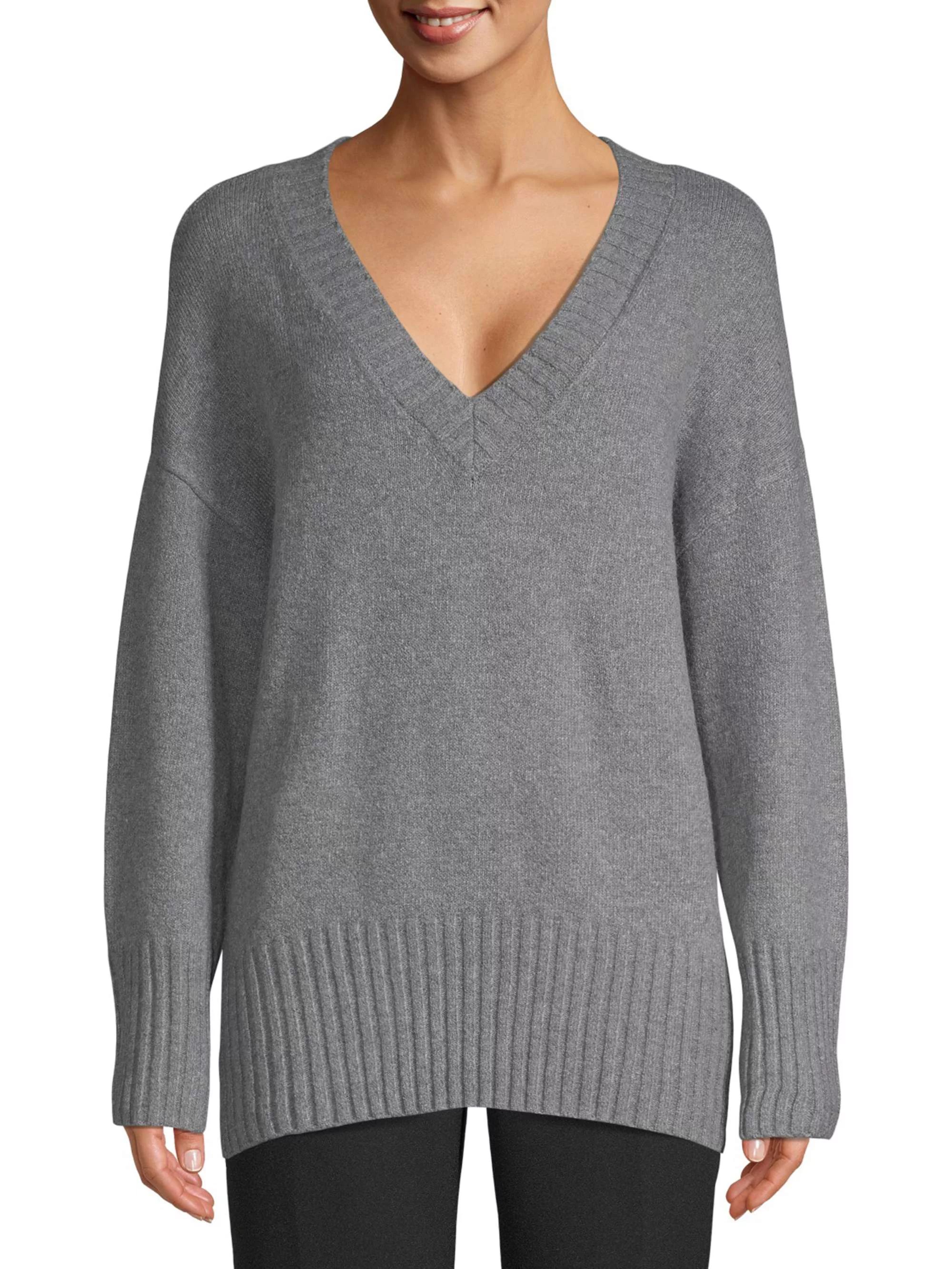 Scoop Slouchy V-Neck Sweater Women's | Walmart (US)