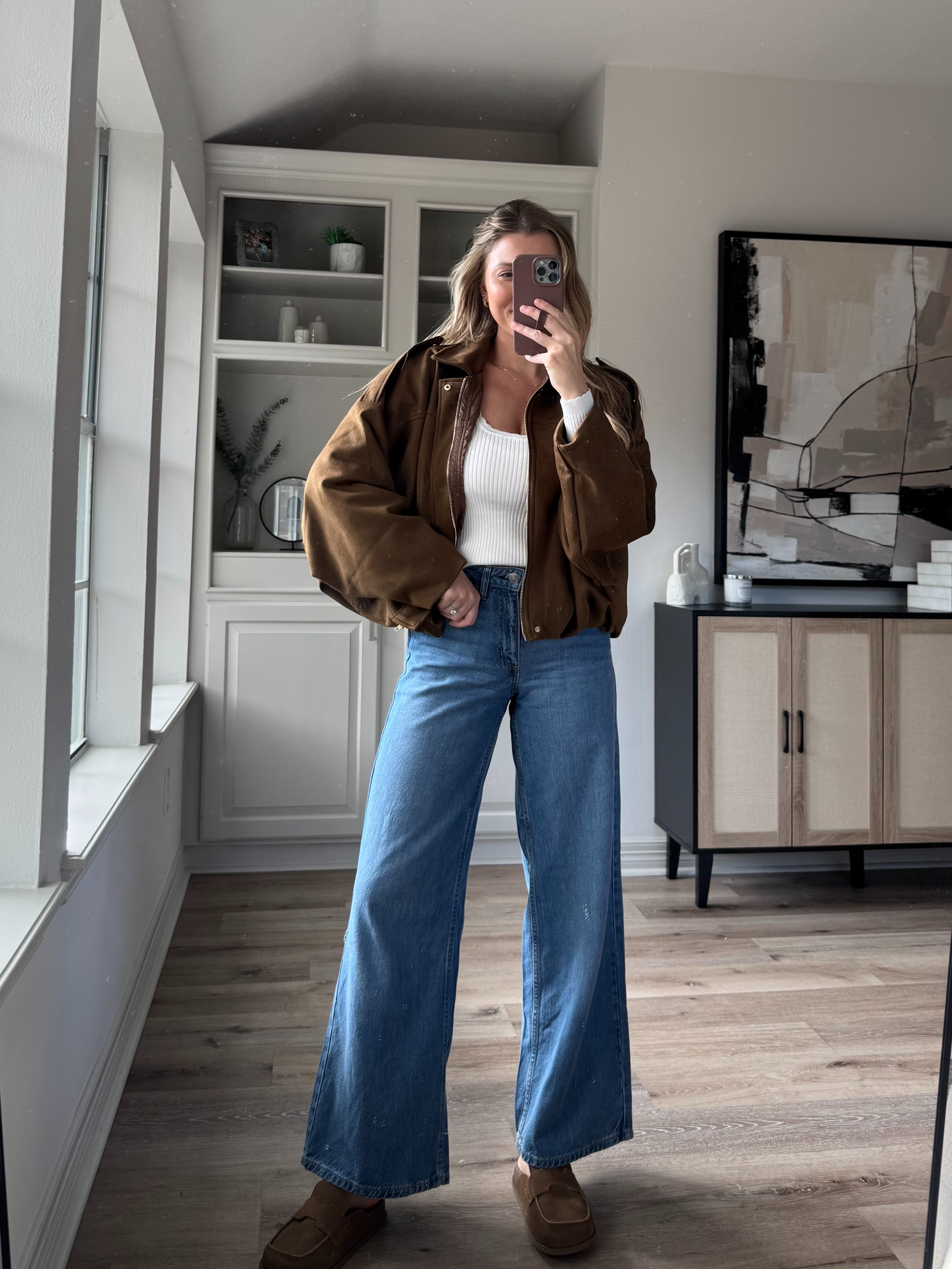 Casual fall outfit with my favorite faux suede jacket (M) and wide-leg jeans! Perfect for a cozy day.  

 

#LTKFindsUnder50 #LTKFindsUnder100 #LTKStyleTip