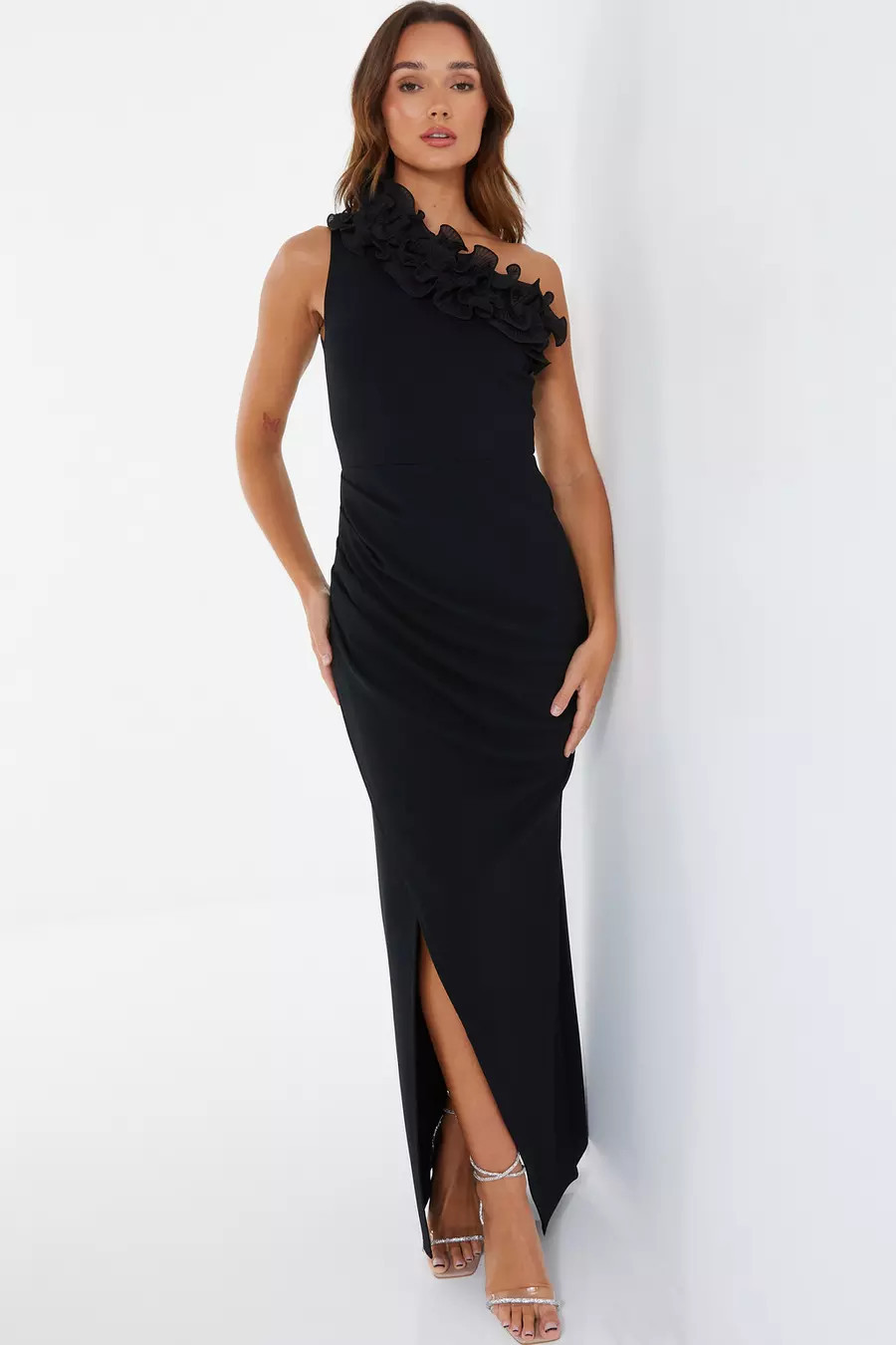 Black One Shoulder Maxi Dress | Quiz Clothing