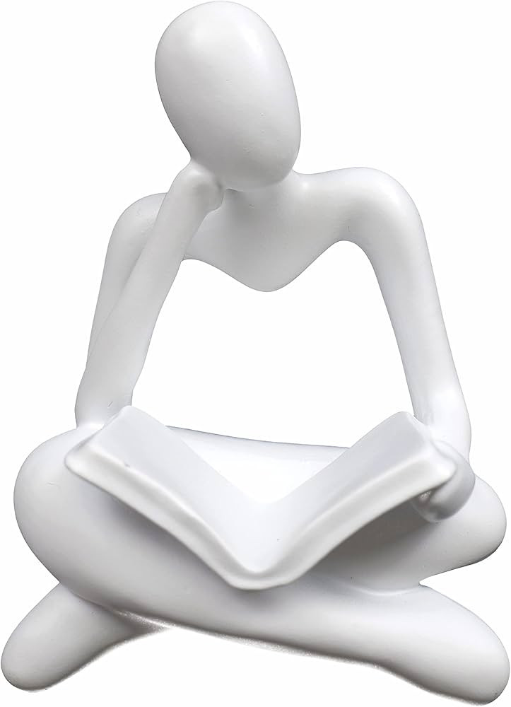 Thinker Statue Reading Women Figurine Abstract Art Sculpture Home Decor Modern White Decor Accent... | Amazon (US)
