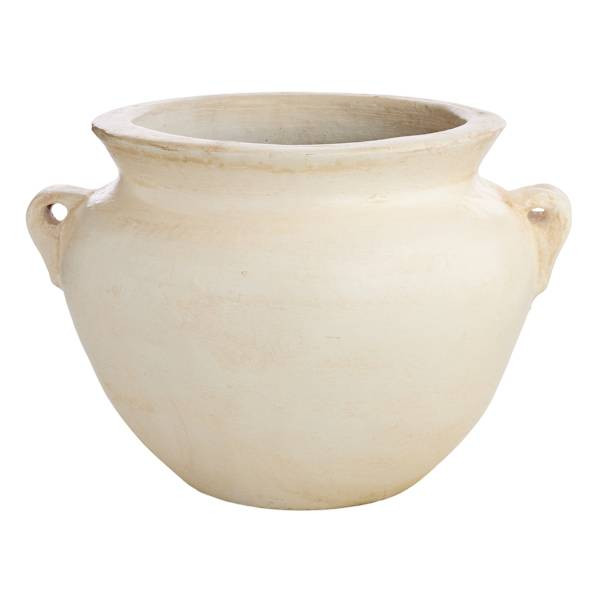 Handpainted Whitewash Clay Outdoor Planter, Medium | At Home