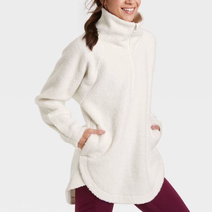 Women's Sherpa Longline 1/2 Zip Tunic Sweatshirt - All in Motion™ | Target