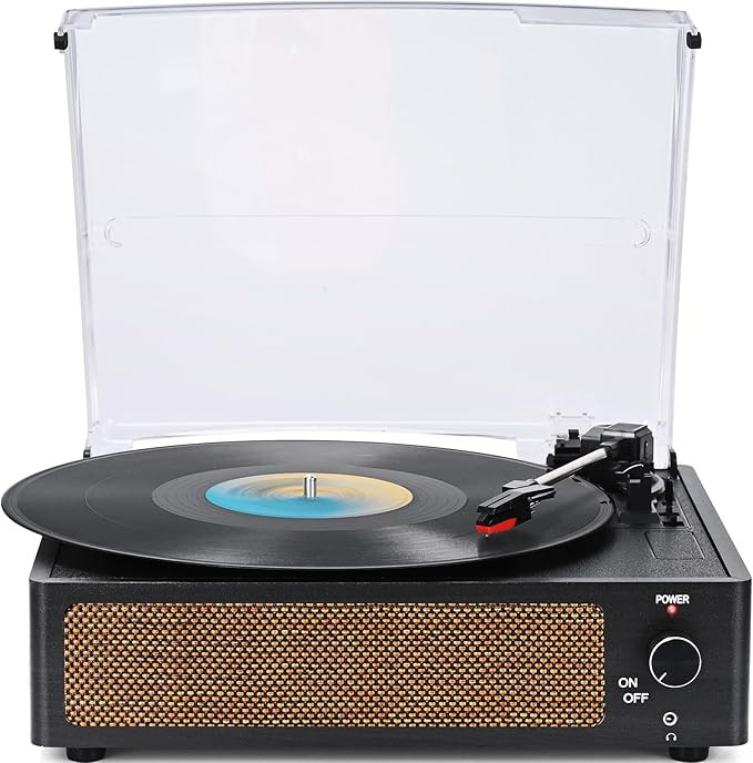 Vinyl Record Players Vintage Turntable with Speakers Belt-Driven Turn Tables Support 3-Speed, Blu... | Amazon (US)