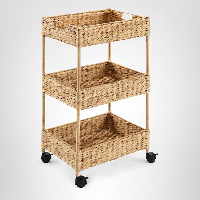 Best Choice Products 3-Tier Water Hyacinth Rolling Nursery Caddy w/Wheels, Utility Cart, Storage ... | Amazon (US)