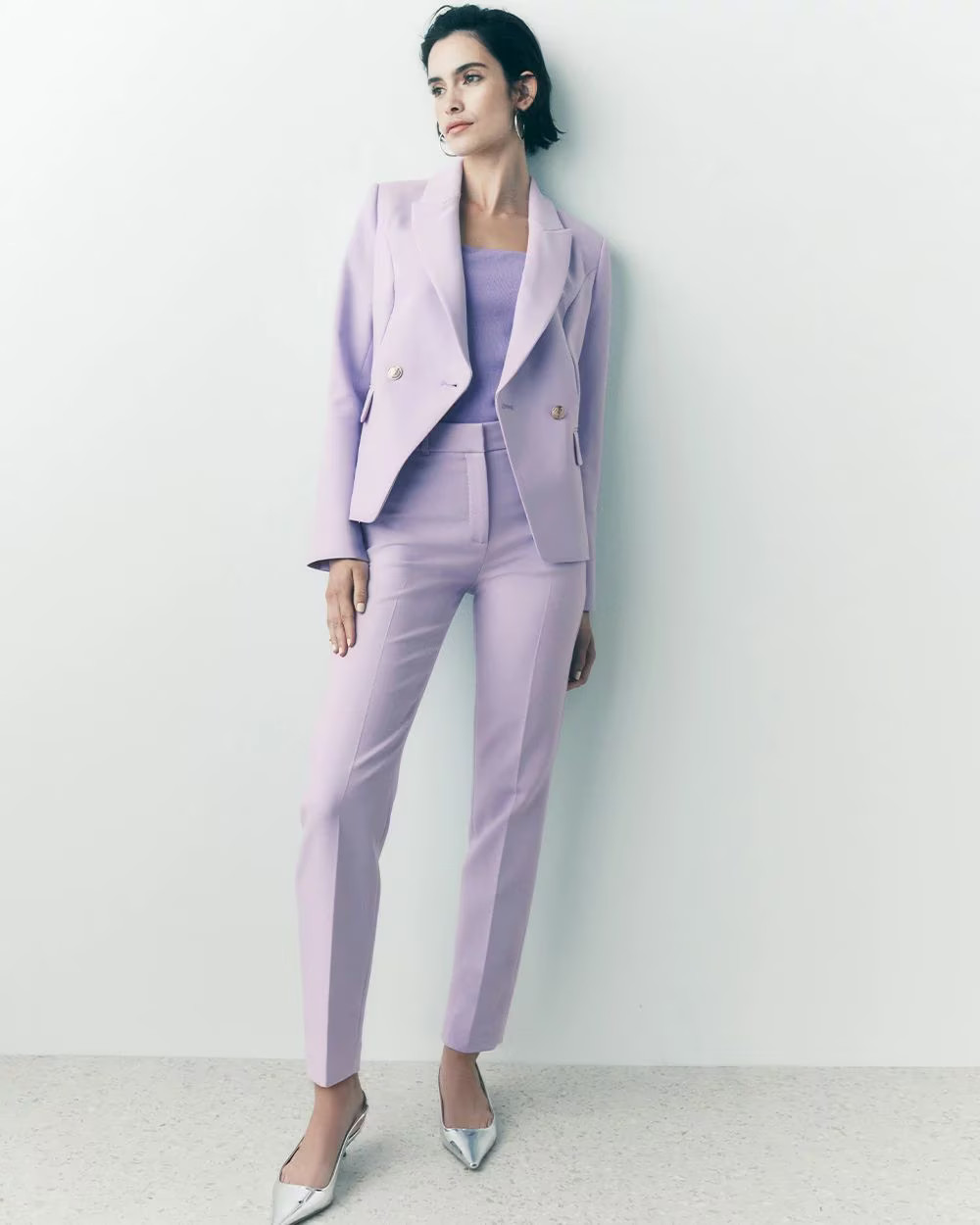 WHBM® Elle Slim Ankle Luxe Double Weave Pants | White House Black Market