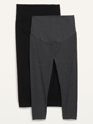 Maternity 2-Pack Full-Panel Cropped Jersey Leggings | Old Navy (US)