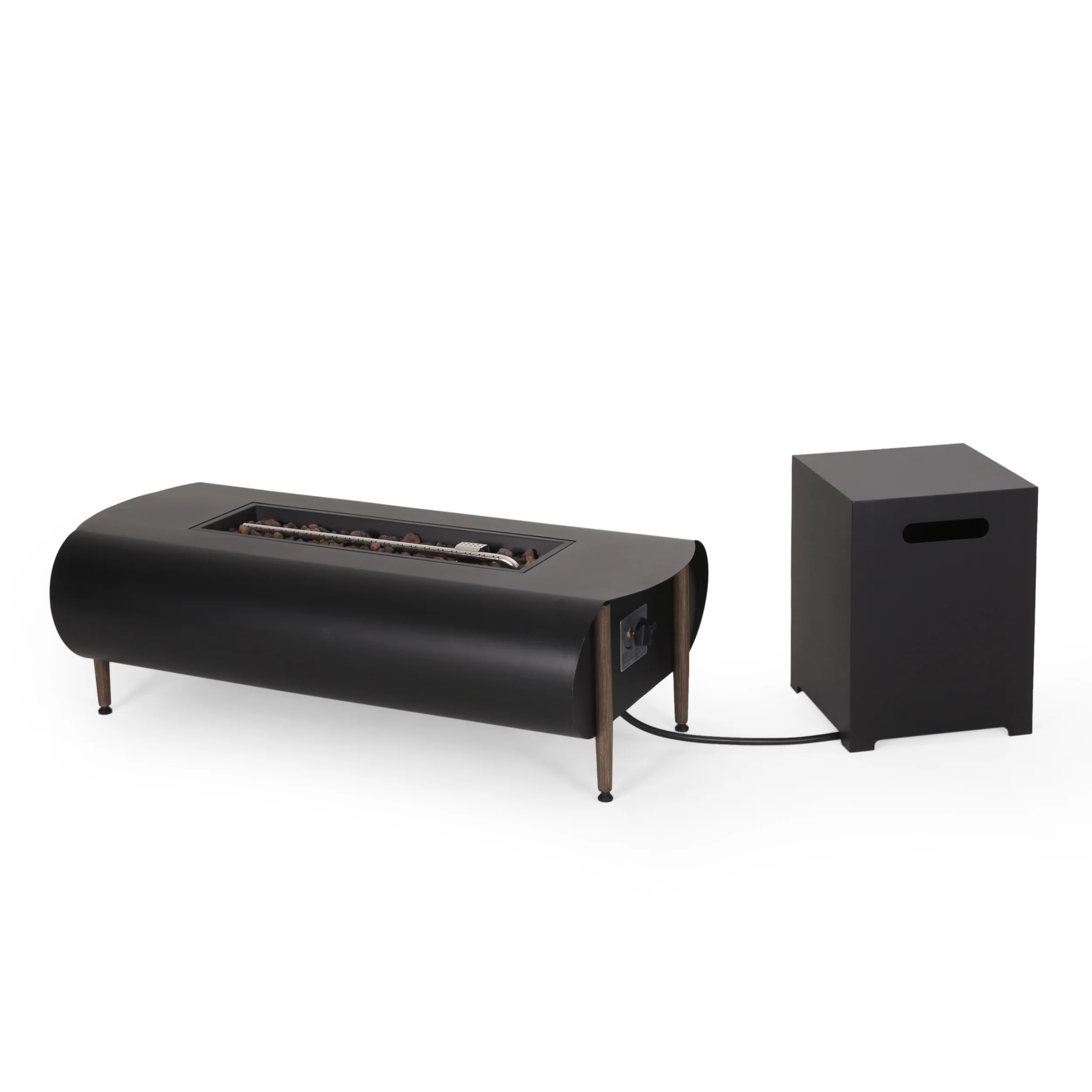 Noble House Terra Metal Outdoor 50" Rectangular Fire Pit with Tank Holder, Dark Gray | Walmart (US)