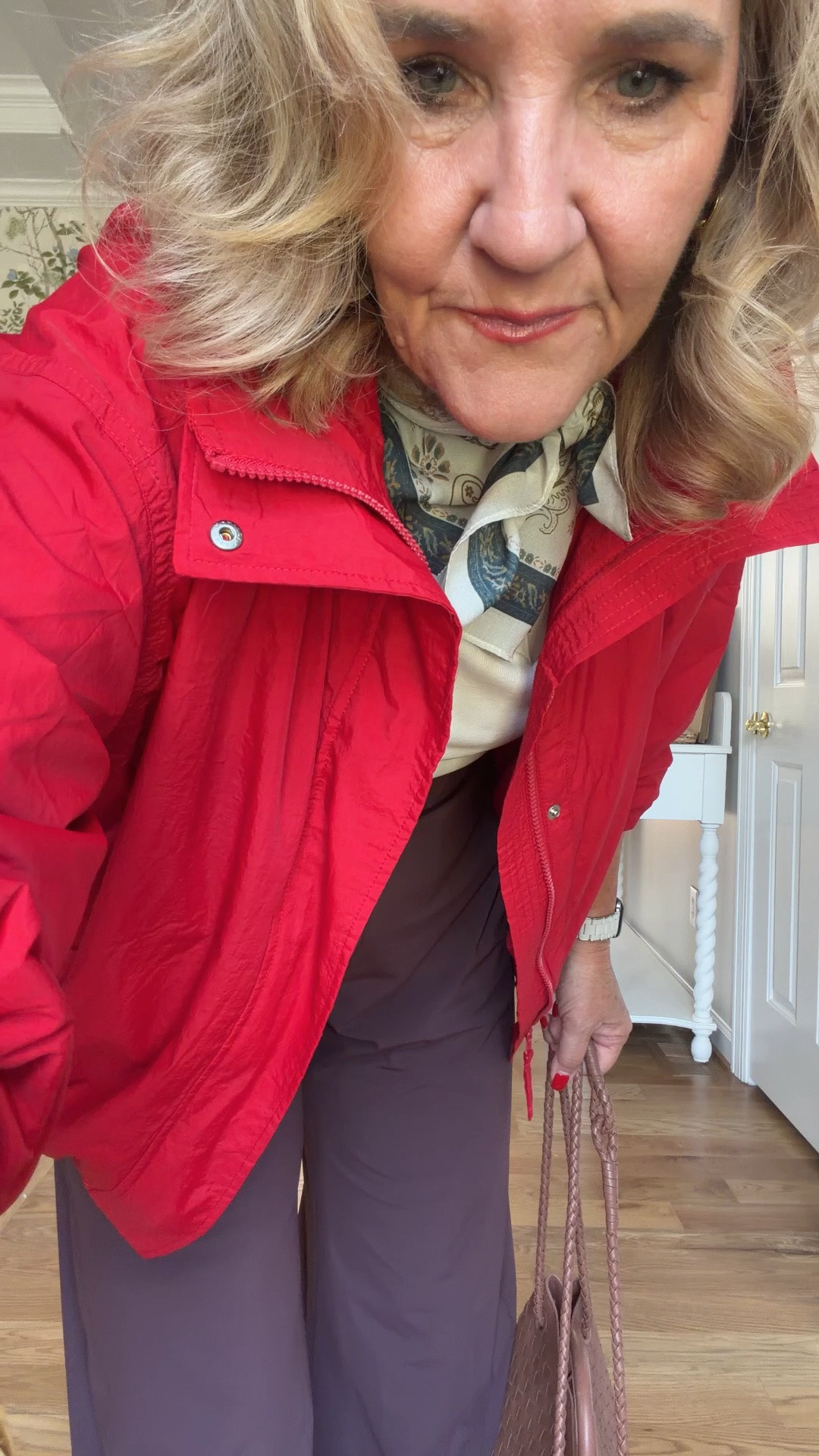 Jacket size small
Trending no wrinkle barrel pants size 10 petite
linking another scarf that’s similar
My loafers are a soft suede

Pop of red red jacket, fall trends, fall outfit, travel outfit

#LTKOver40 #LTKootd #LTKPetite