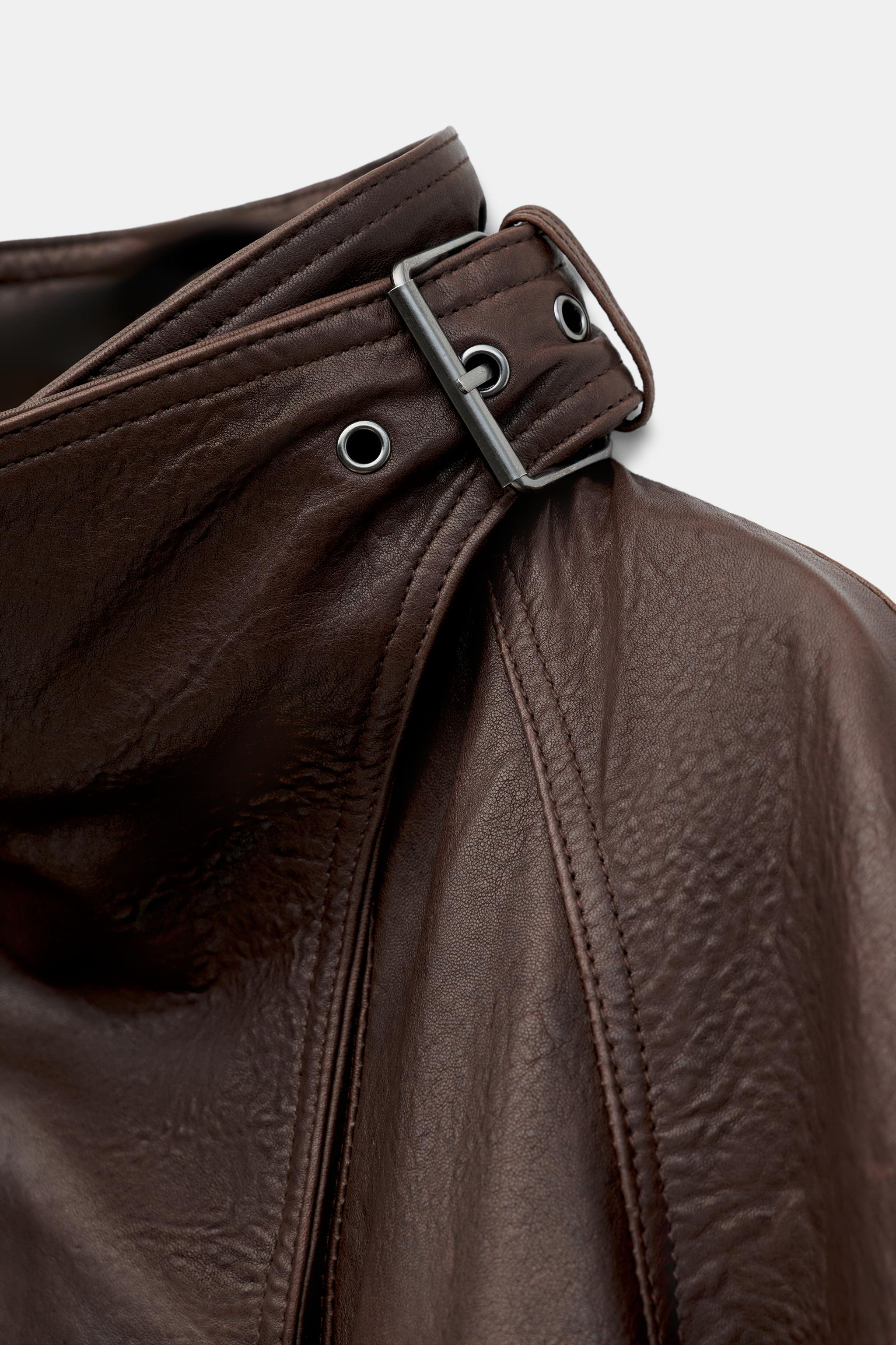 ZW COLLECTION 100% LEATHER JACKET WITH RAISED COLLAR | Zara FR