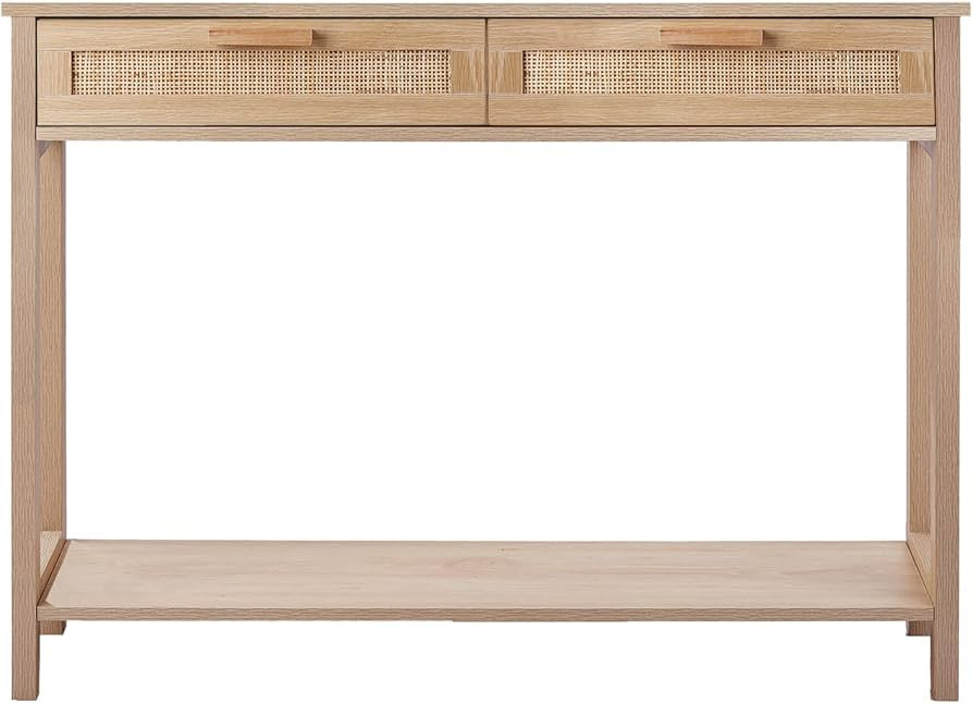 CREATIVELAND Console Table, 2 Drawers Hamilton Rattan Console Table, Entry Storage Rustic Sofa Si... | Amazon (US)