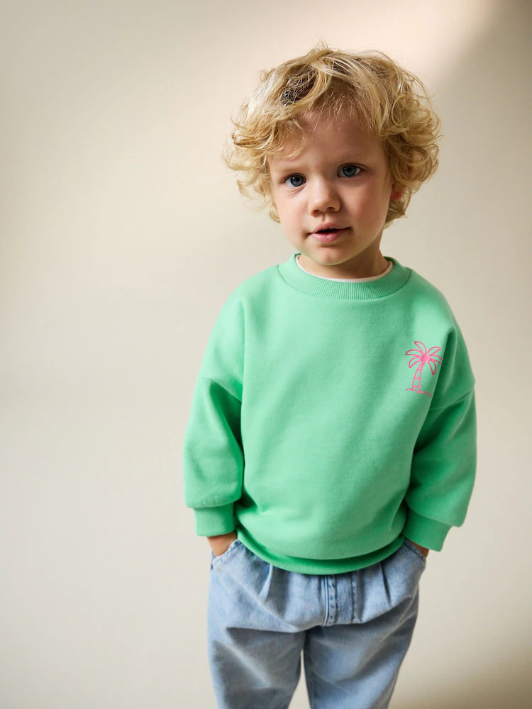 Green Palm Tree Crew Neck Sweatshirt (3mths-7yrs) | Next EU