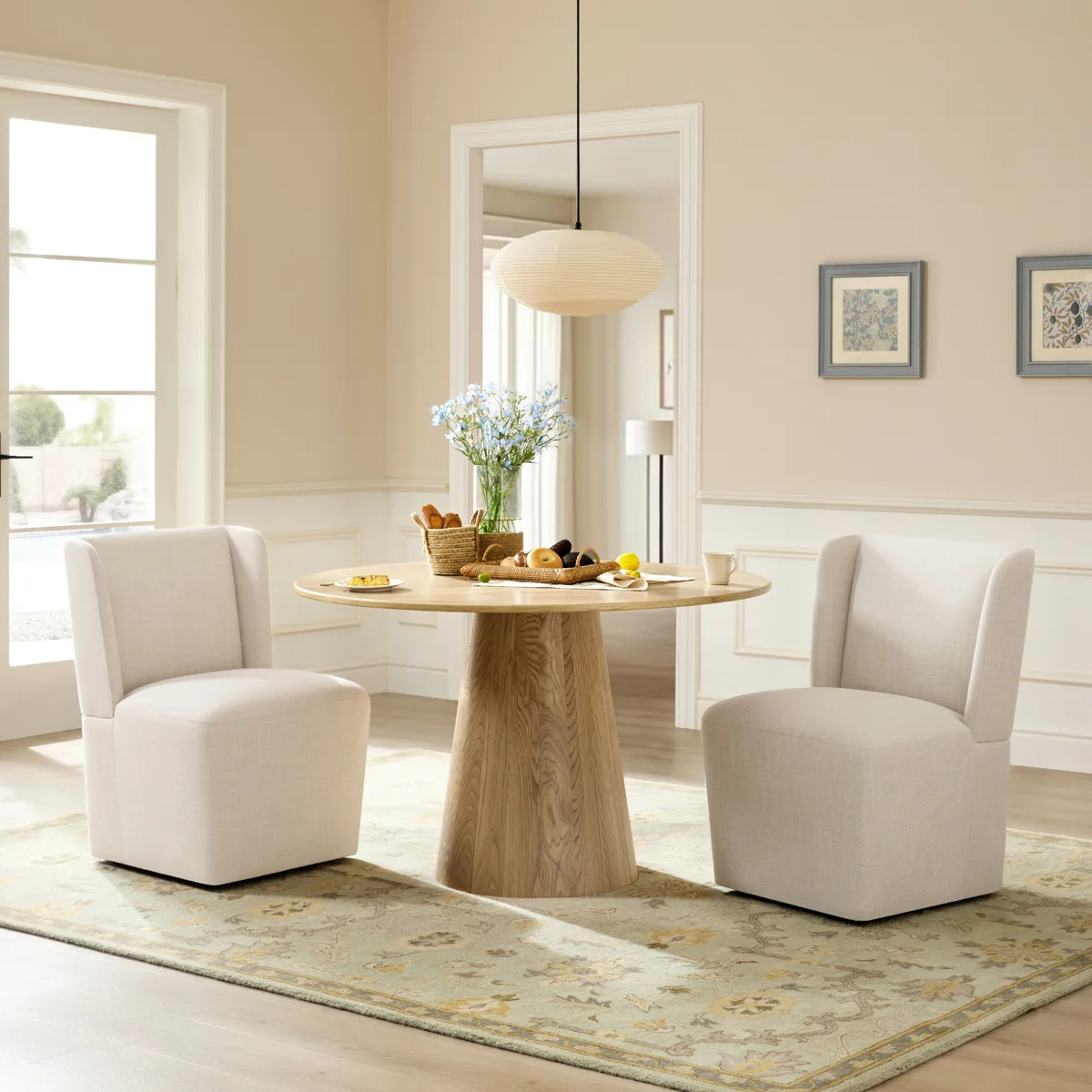 Camden Upholstered Wing Back Dining Side Chair With Casters(Set Of 2) | Wayfair North America