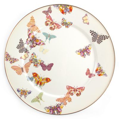 MacKenzie-Childs Butterfly Garden Serving Platter - White | MacKenzie-Childs