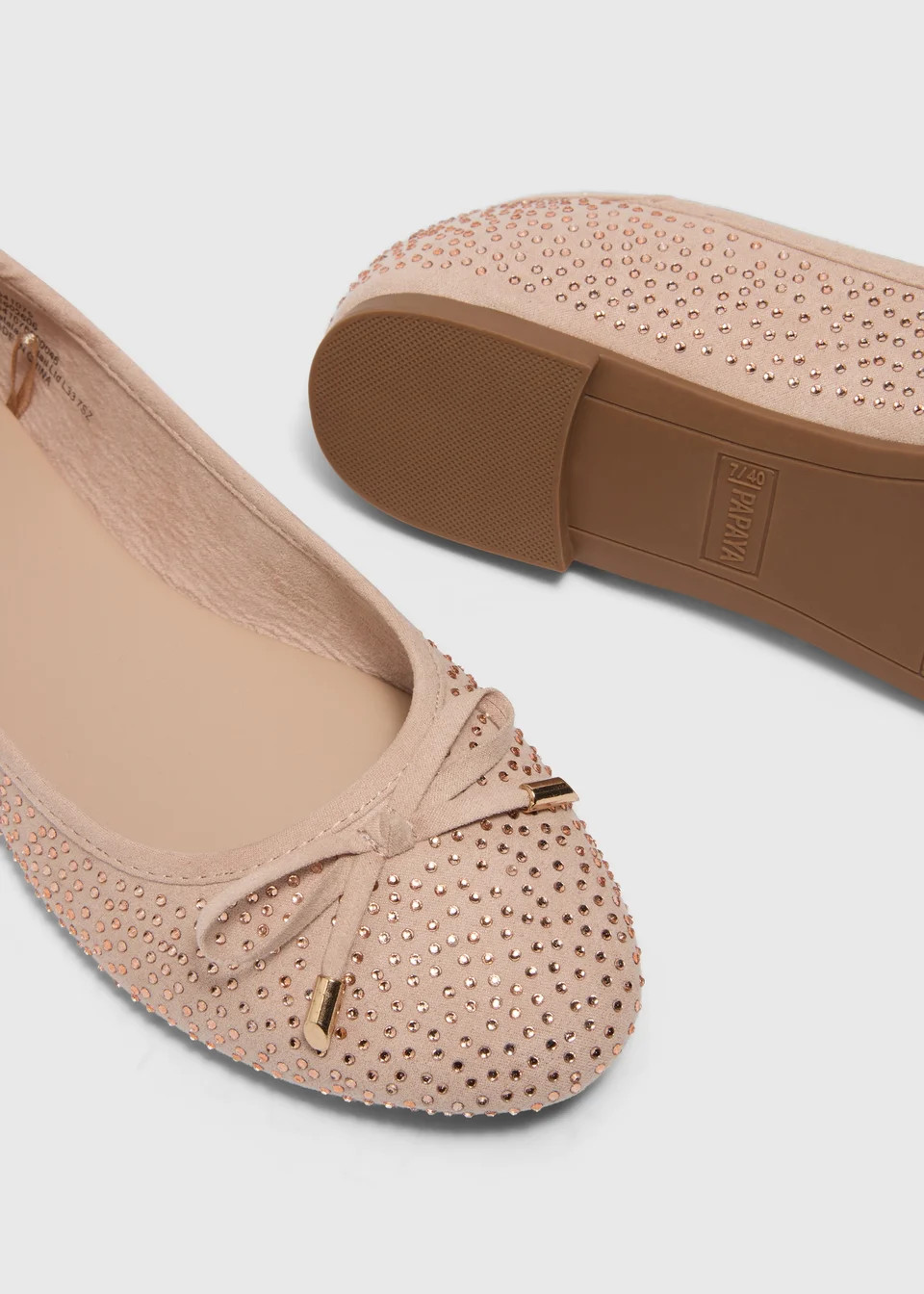 Gold Diamante Ballet Flats | Matalan (UK)