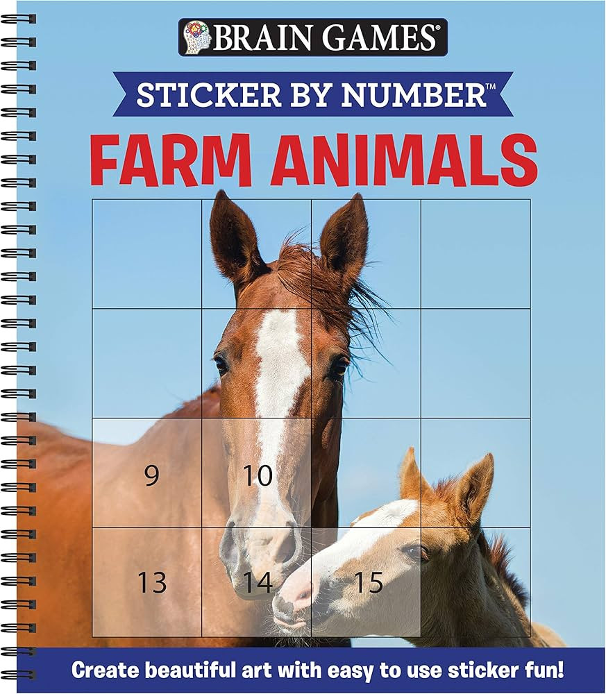 Brain Games - Sticker by Number: Farm Animals (Easy - Square Stickers): Create Beautiful Art With... | Amazon (US)