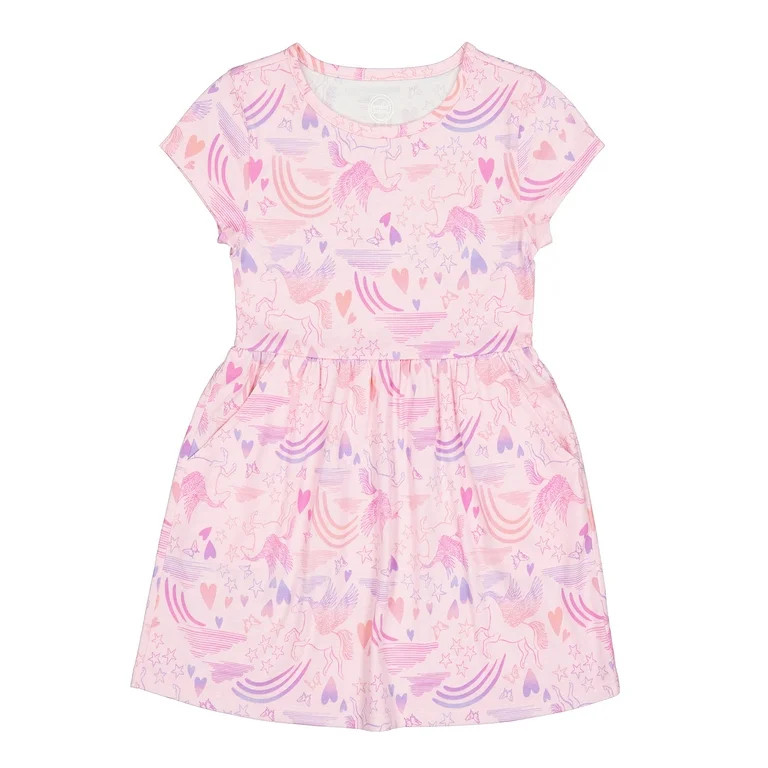 Wonder Nation Girls Short Sleeve Play Dress, Sizes 4-18 & Plus | Walmart (US)