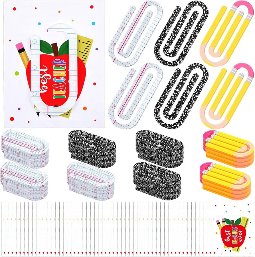 AmazingSpark 24 Set Teacher Appreciation Gifts Jumbo Acrylic Paper Clips with Cards Sunday School... | Amazon (US)