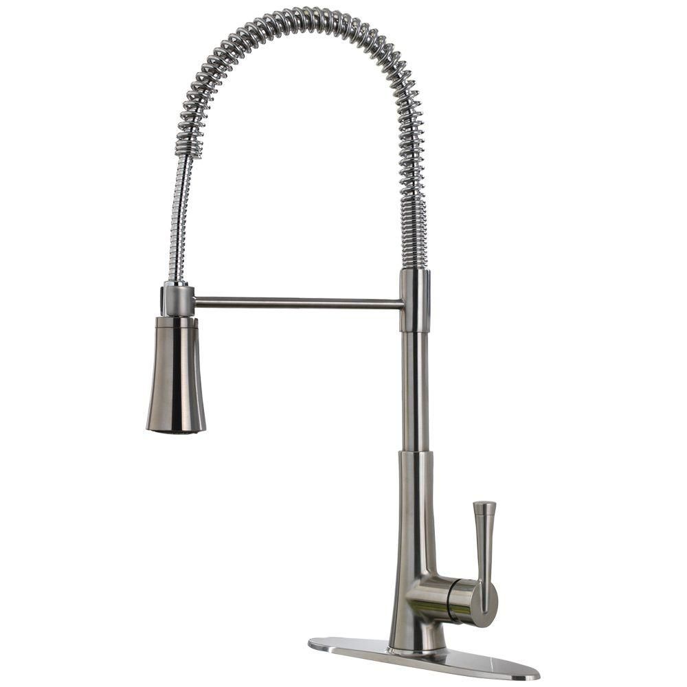 Zuri Culinary Single-Handle Pull-Down Sprayer Kitchen Faucet in Stainless Steel | The Home Depot