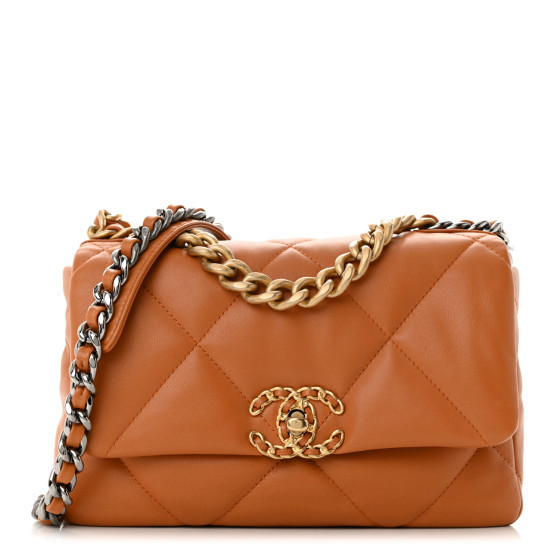 Lambskin Quilted Medium Chanel 19 Flap Light Brown | FASHIONPHILE (US)