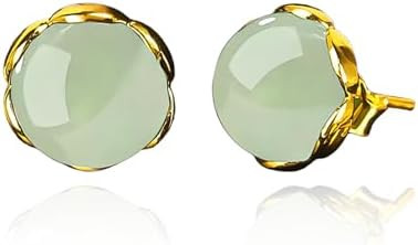 Rose Quartz Stone Stud Earrings Handmade Gemstone Earrings for Women 8MM Ball Agate Jade Earrings... | Amazon (US)