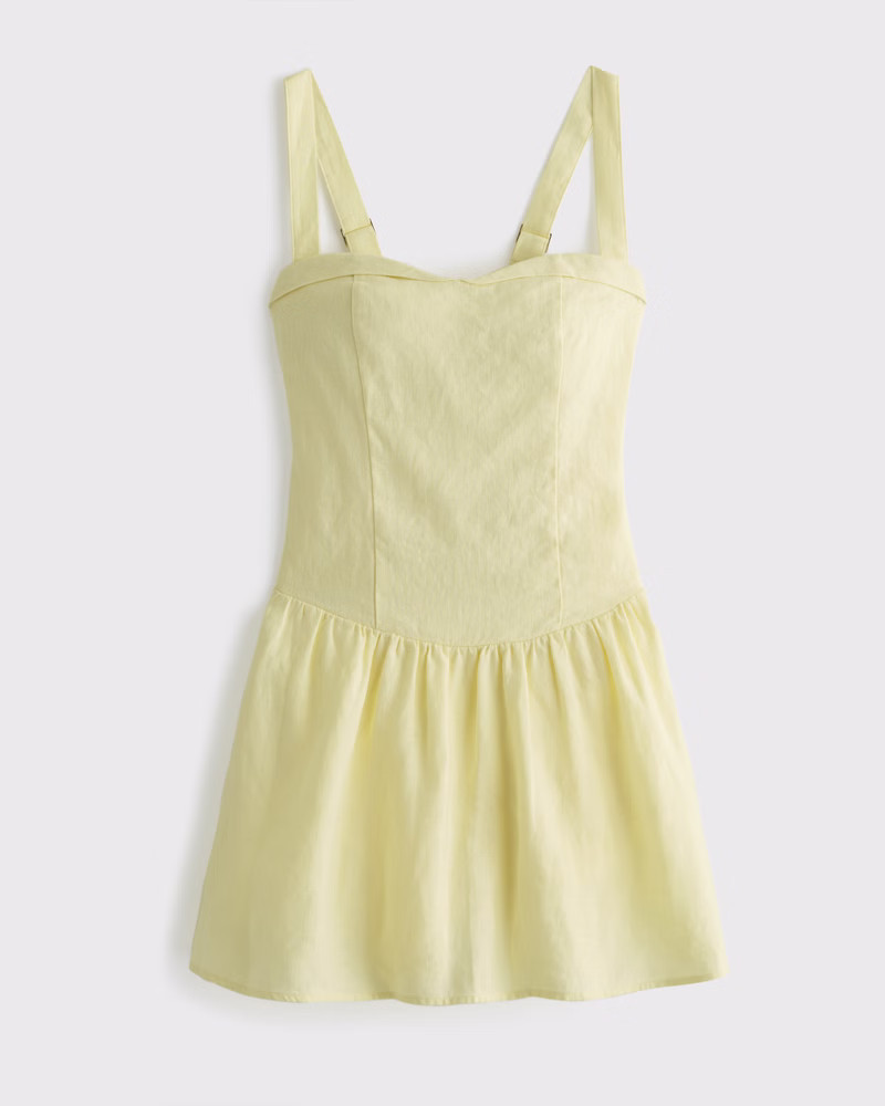 Abercrombie & Fitch Women's Premium Linen Drop-Waist Skort in Pastel Yellow - Size XXS TALL | Abercrombie & Fitch (US)