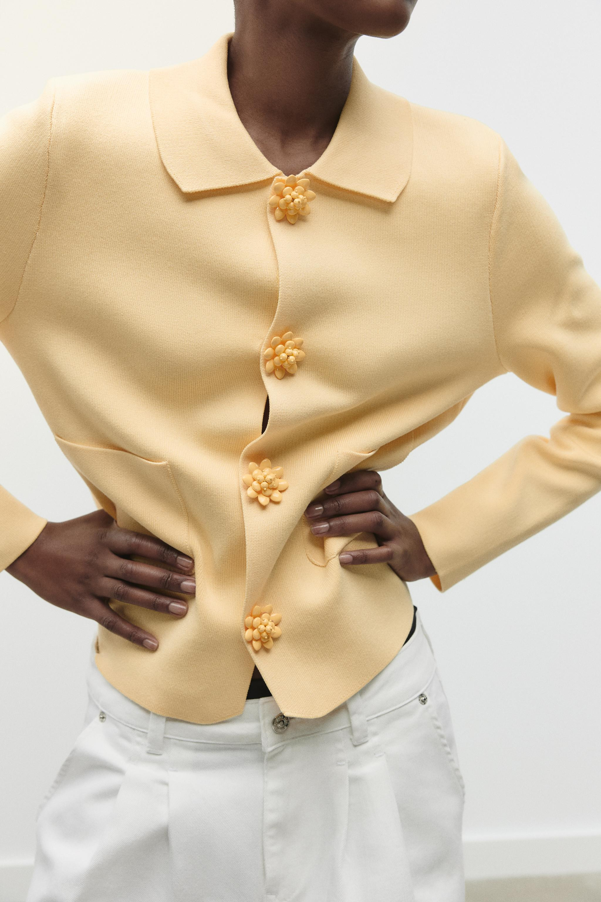 PLAIN KNIT JACKET WITH BEADED BUTTONS | Zara UK