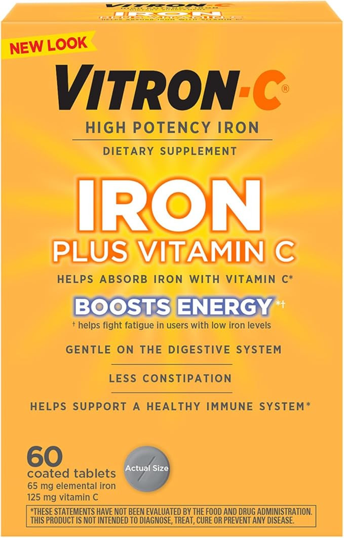 Vitron-C Iron Supplement, Immunity Support Iron Supplements with Vitamin C, Iron Pills for Immune... | Amazon (US)