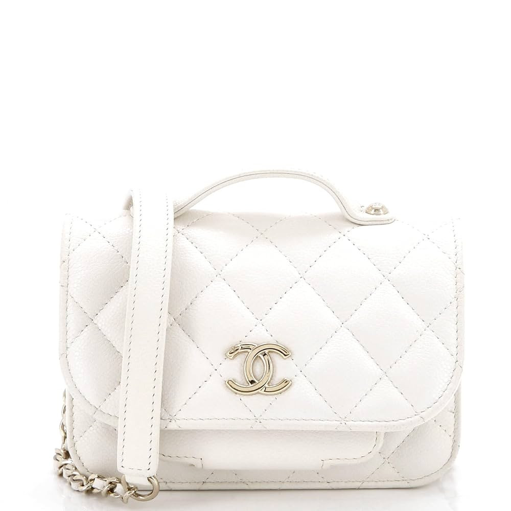 Amazon.com: Chanel, Pre-Loved Business Affinity Flap Clutch with Chain Quilted Caviar, White : Lu... | Amazon (US)