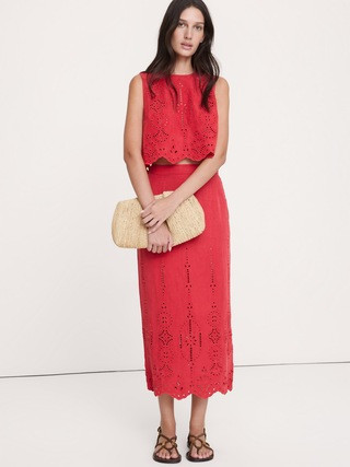 Tencel™-Linen Eyelet Maxi Skirt | Banana Republic (US)