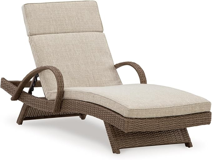 Signature Design by Ashley Beachcroft Casual Weather Resistant Outdoor Chaise Lounge with Cushion... | Amazon (US)