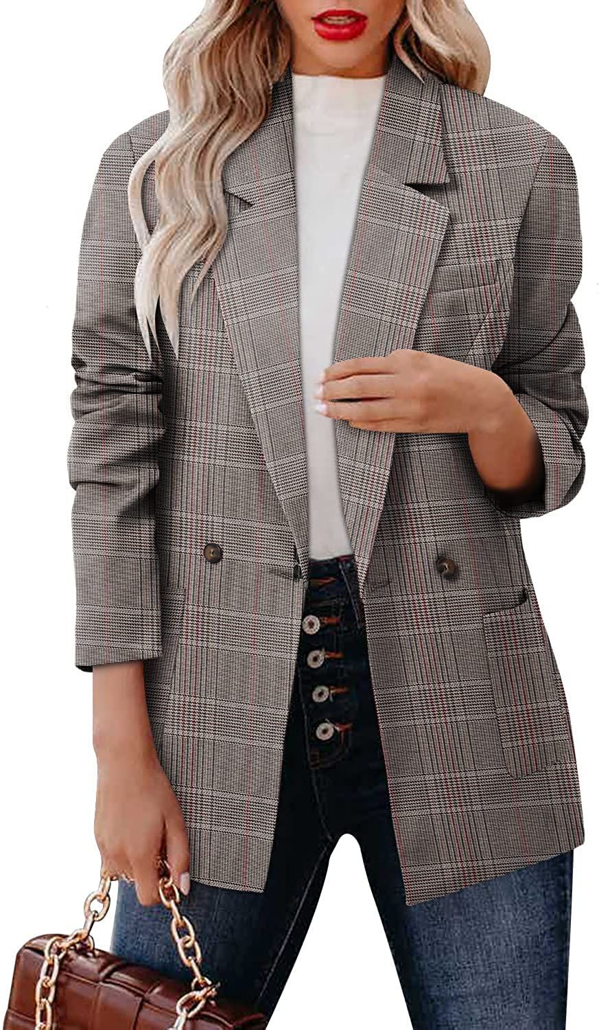 CHICZONE Womens Casual Blazer Long Sleeve Open Front Lapel Button Work Office Pinstripe Blazer Ja... | Amazon (US)