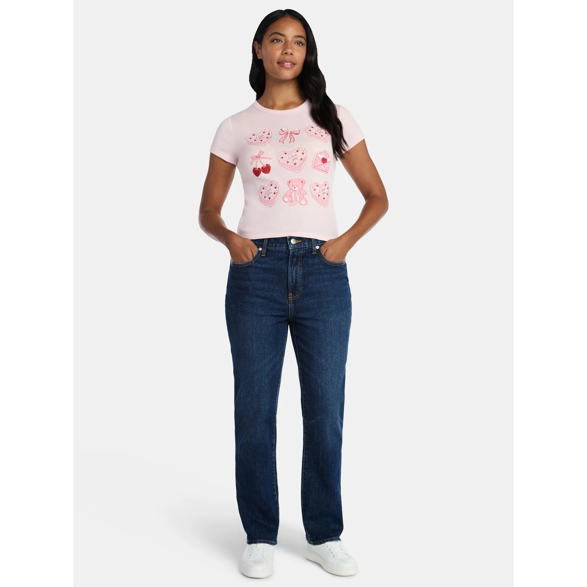 Valentine's Day Women’s Classic Cake Graphic Tee with Short Sleeves, Sizes XXS-XXL | Walmart (US)