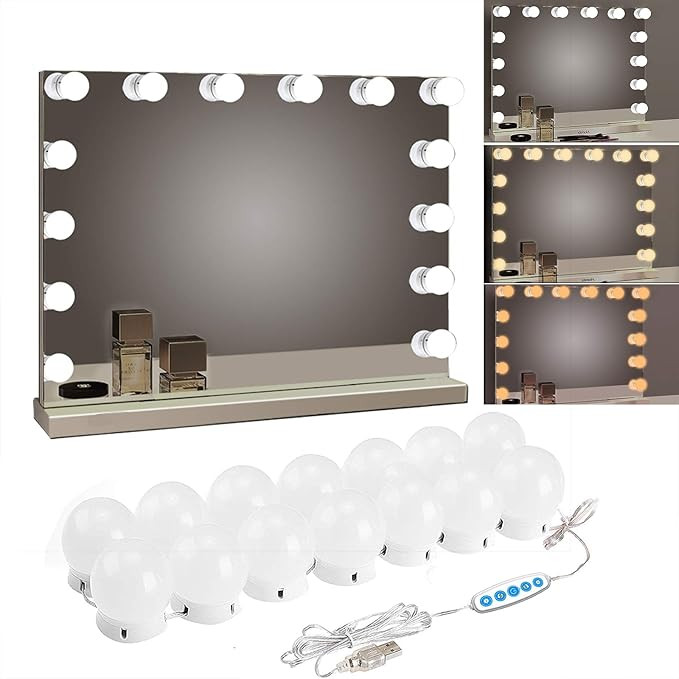 Makeup Vanity Lights for Mirror, Hollywood Style LED Vanity Mirror Lights with 14 dimmable Bulbs,... | Amazon (US)