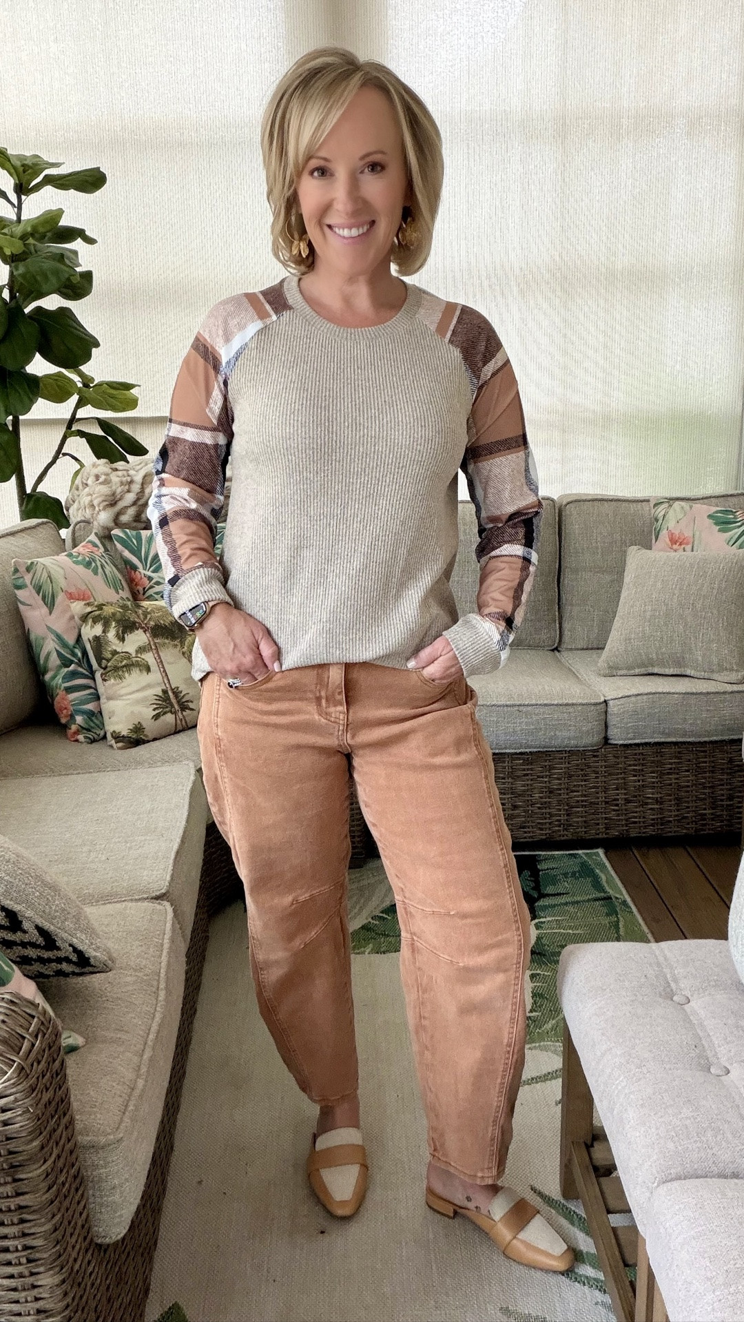 Fall is officially here so I had to break out all of my new favorites for the season 🎃 I’m loving this new Amazon plaid henley and how perfectly it coordinates with my go-to barrel pants! I finished this look off with these fun statement earrings and these adorable Cole Haan mules. Shop my look! 🧡

#LTKootd #LTKPetite #LTKSeasonal