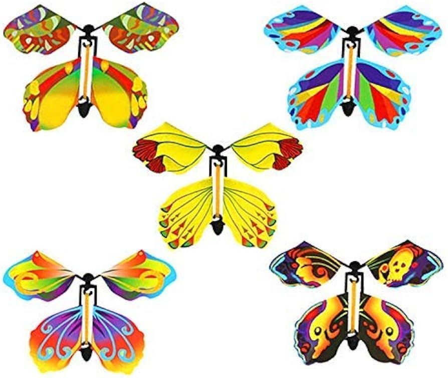 JoFAN 5 Pack Magic Flying Butterfly Wind Up Rubber Band Powered Butterfly for Kids Boys Girls Chr... | Amazon (US)