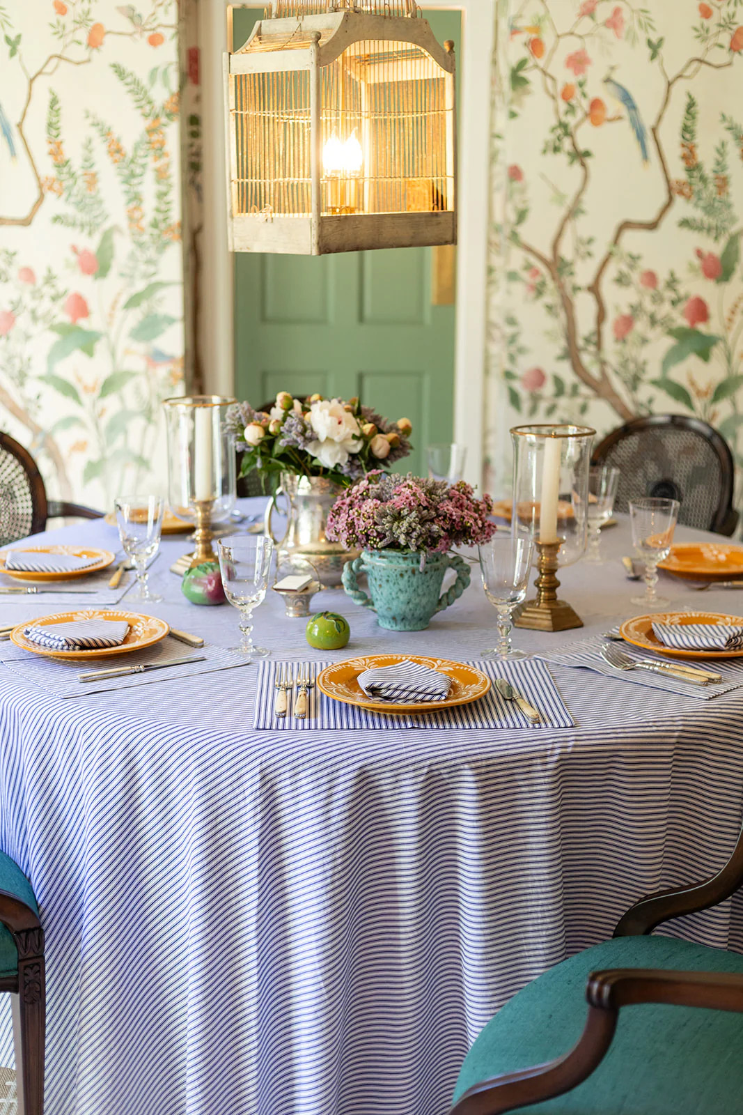 Peacoat Ticking Stripe Tablecloth (Round & Rectangular) | Julia Amory