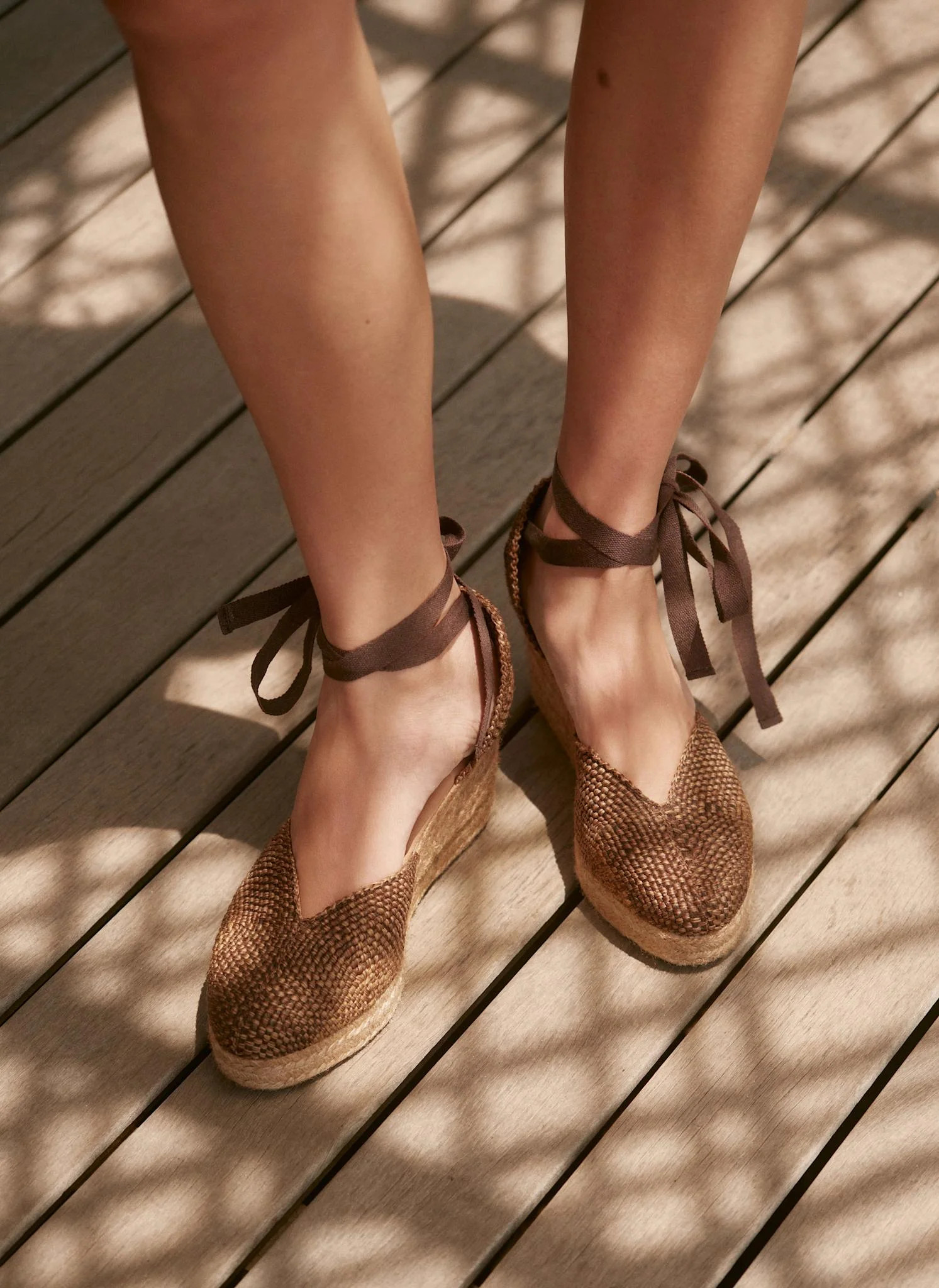 Amelia Brown Woven Espadrille Wedges | Mint Velvet