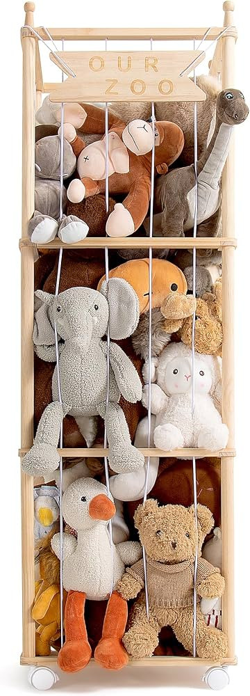Mloong Stuffed Animal Storage, Wood Stuffed Animal Zoo Storage,Space Save Toy Organizer, Extra La... | Amazon (US)