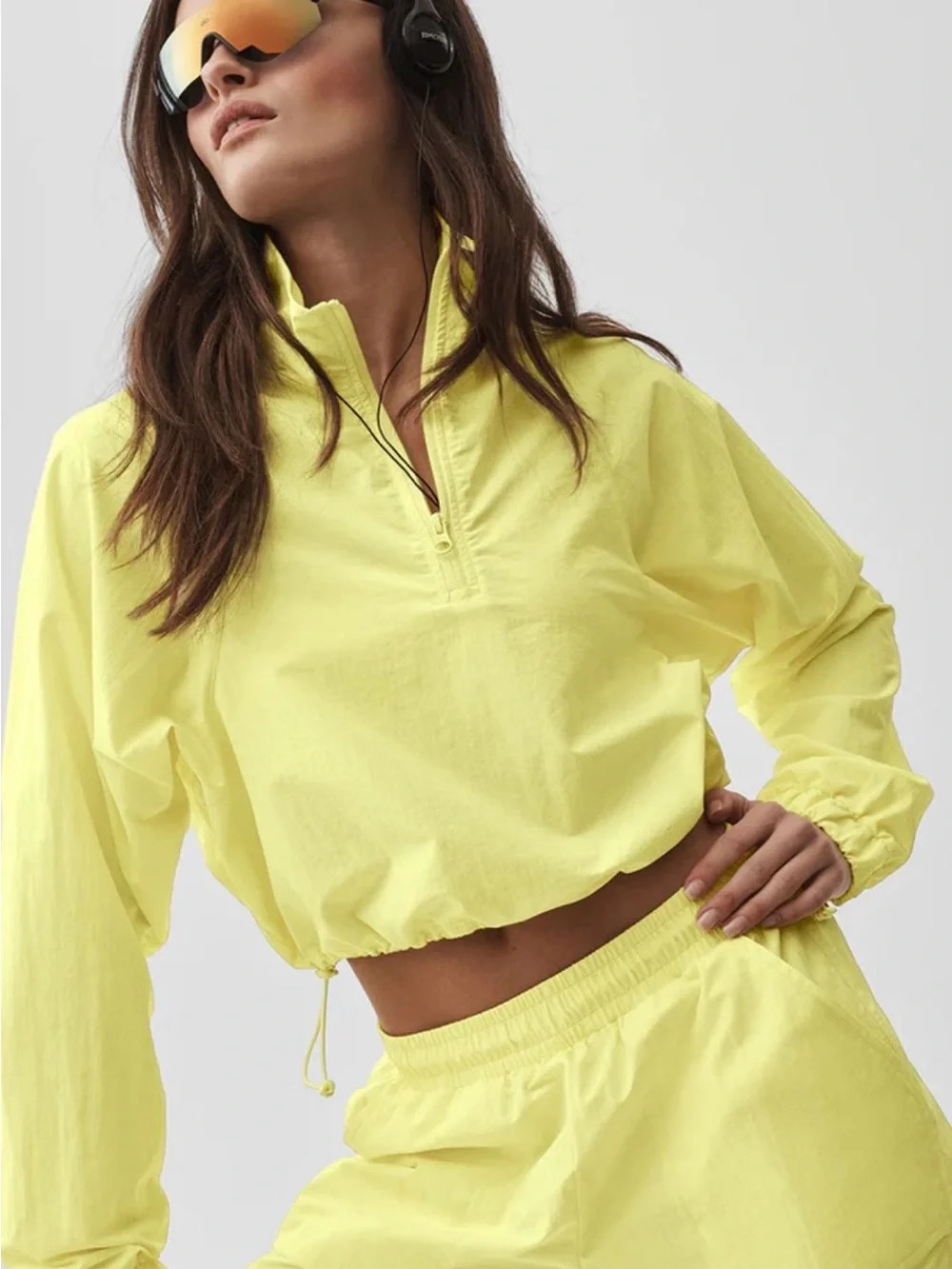 ALO Yoga Neon Yellow Cropped Windbreaker Jacket | Poshmark