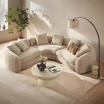 Beige corner arc sofa coffee table combination | Wayfair North America