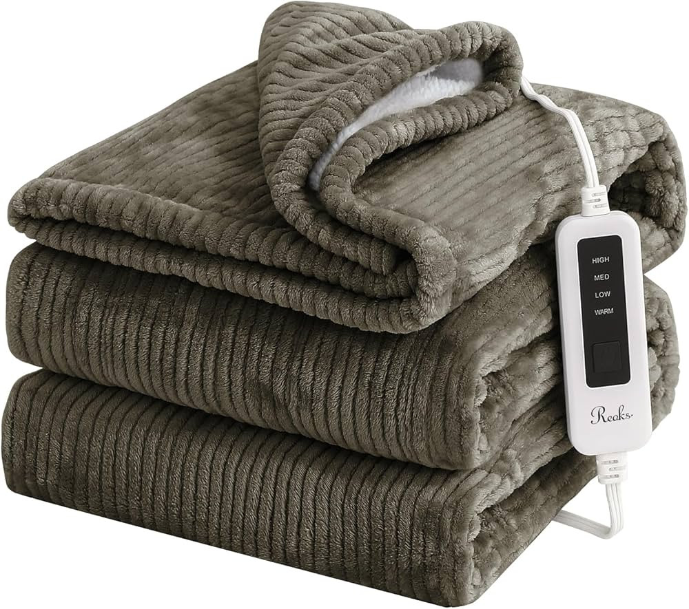 Reaks Heated Electric Blanket Throw - 50" x 60" Heating Blanket with 4 Fast Heating Levels & 3 Ho... | Amazon (US)