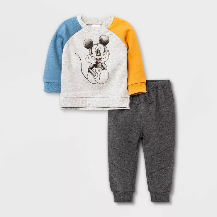Baby Boys' Disney Mickey Mouse & Friends Top and Bottom Set - Gray | Target