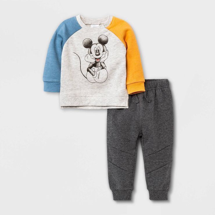 Baby Boys' Disney Mickey Mouse & Friends Top and Bottom Set - Gray | Target