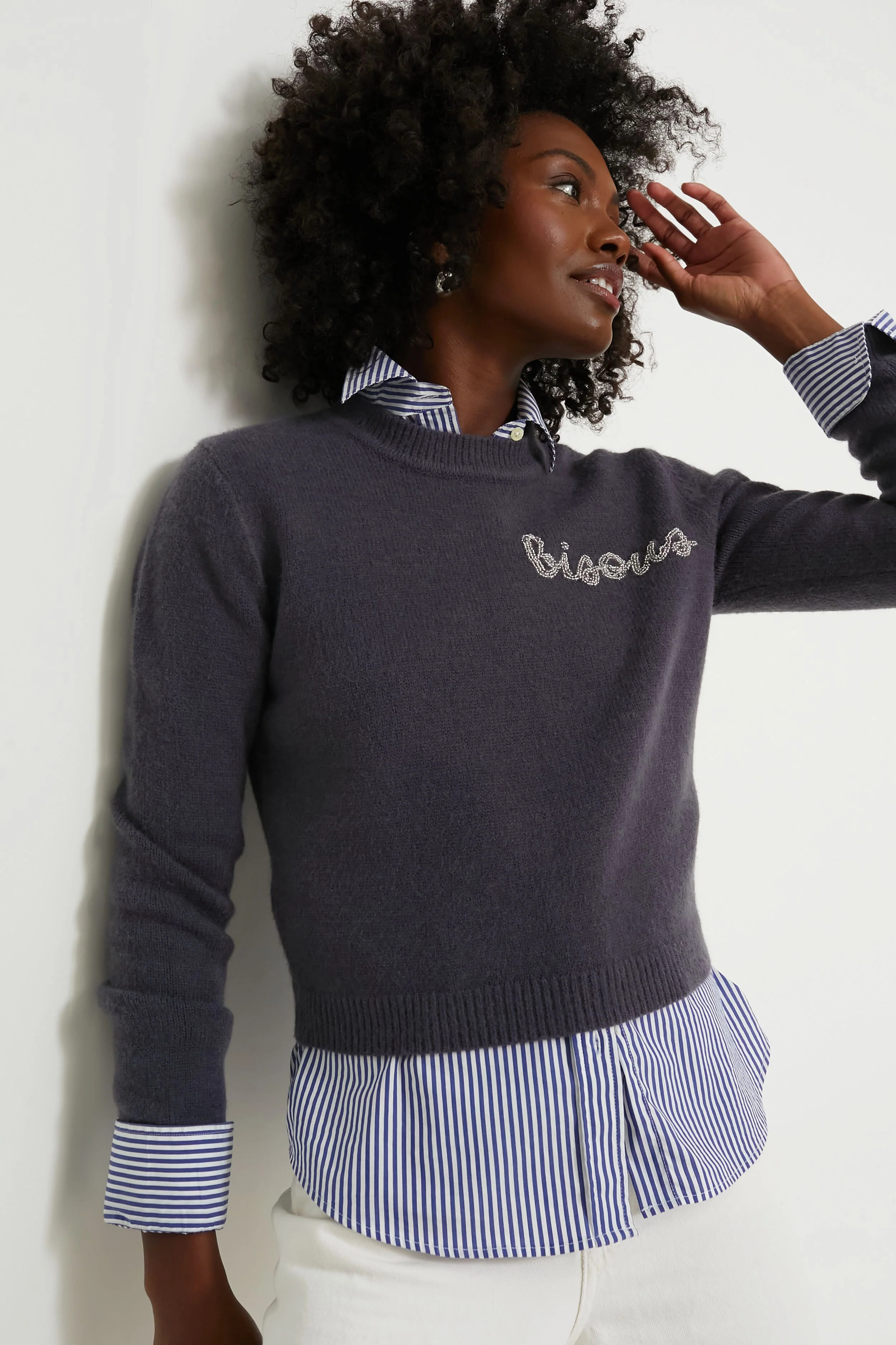 Ash Crewneck Bisous Beaded Sweater | Tuckernuck (US)